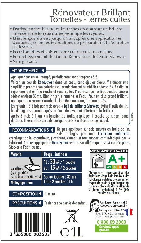Rénovateur brillant tomette STARWAX 1L - Protection longue durée et grand brillant permanent_2