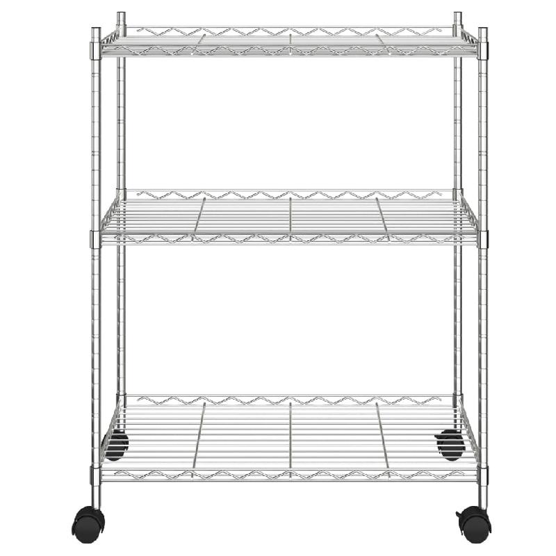 Vidaxl étagère de rangement 3 niveaux et roues 60x35x81cm chrome 150kg 324625_2