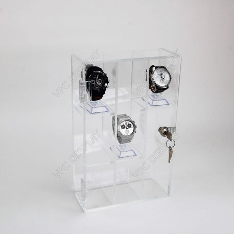 VMB0123 - Vitrine plexi sécurisée 9 casiers - Meuble présentoir avec serrure - Ht 32cm x Larg 20cm x Prof 8.5cm_2