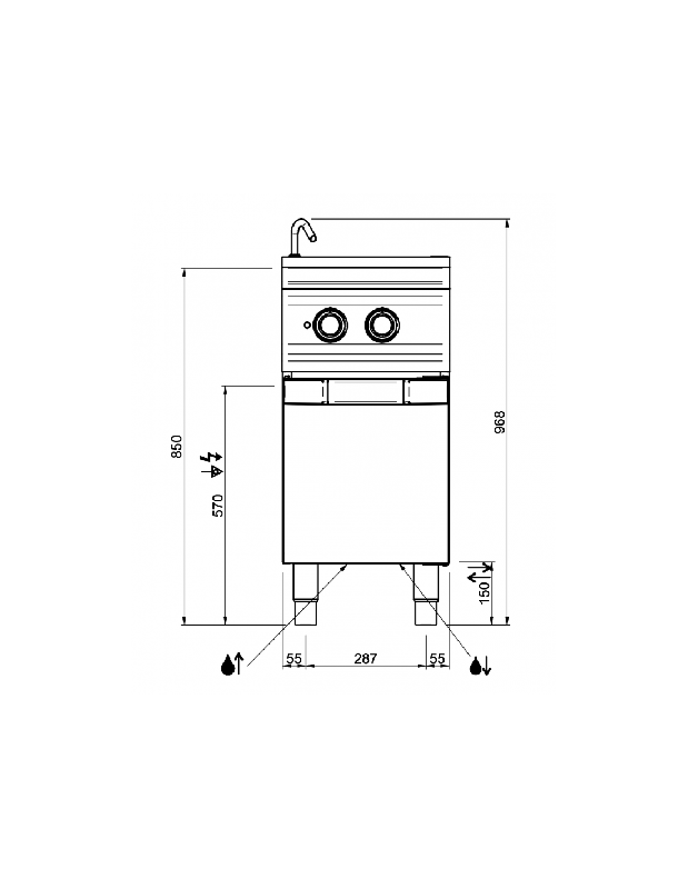 Cuiseur à pâtes électrique sur placard MBM - Compact, robuste et facile à entretenir avec vidange_2