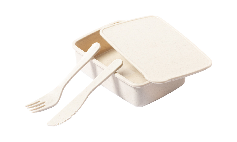 Boîte lunch en plastique PP - 700 ml avec set de couverts et sangle élastique_2