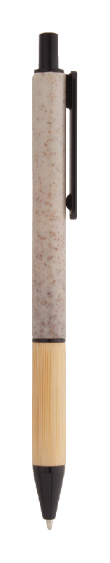 Stylo bille écologique - paille de blé et grip en bambou - encre bleue - attributs colorés_2