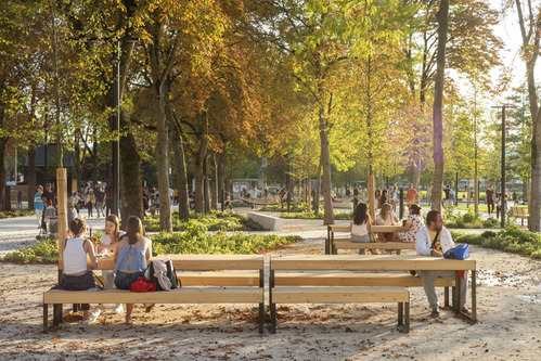 Banquette pour pique-nique PROMENADES LARGE - Husson International - structure acier et bois au choix - longueur 2m_2