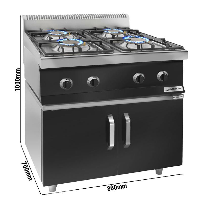 Cuisinière à gaz - 23 kW - 4 brûleurs - incl. Soubassement avec 2 portes  - Mario 700 | GGM -GHK873M-GK866T_2