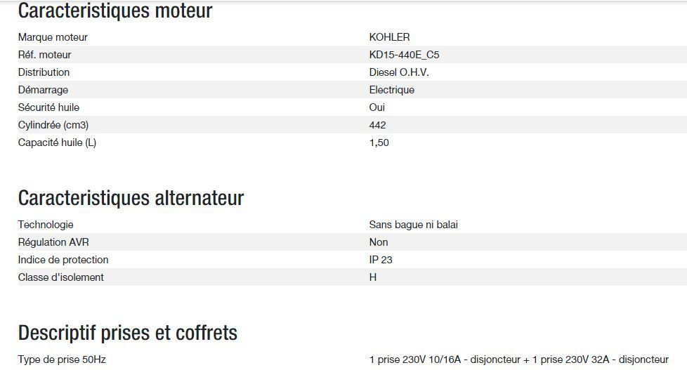 Diesel 6000 E XL C5 Groupe électrogène - Kohler - 4,90 kW - 50 Hz - 230V_2
