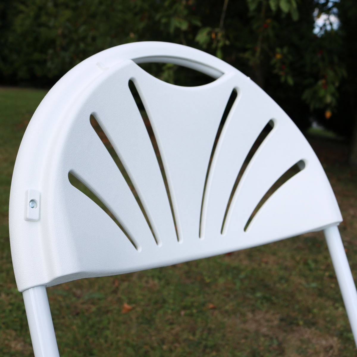 Chaise pliante en acier époxy et housse blanche en spandex - Intérieur/Extérieur - Usage professionnel_2