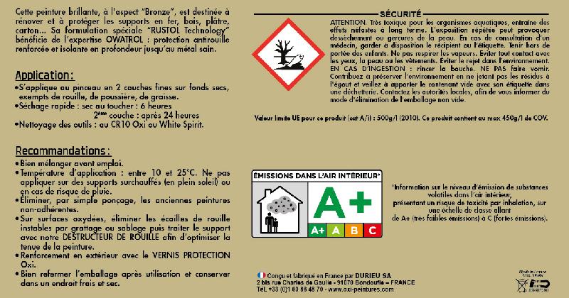 Peinture antirouille - Dorure effet bronze patiné - OXI - 125 ml ultra-résistante, intérieure & extérieure_2