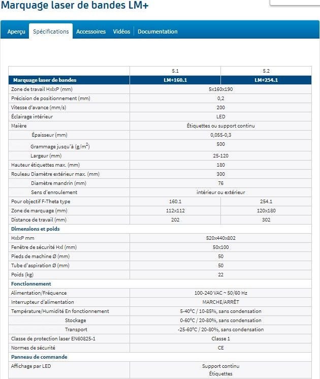 Lm+254.1 - Marquage laser de bandes - CAB - Poids 22 kg - Système précis pour étiquettes de différentes tailles_2