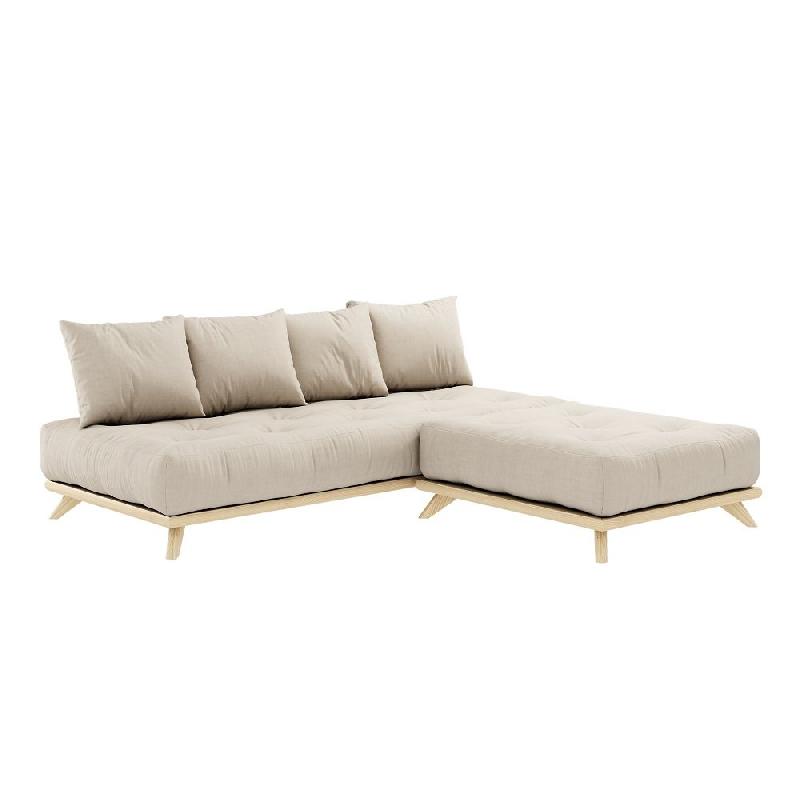 Canapé convertible futon Senza - Pin naturel - Beige - Couchage 90x200 cm - Matelas épais 15 cm - Marque Karup_2