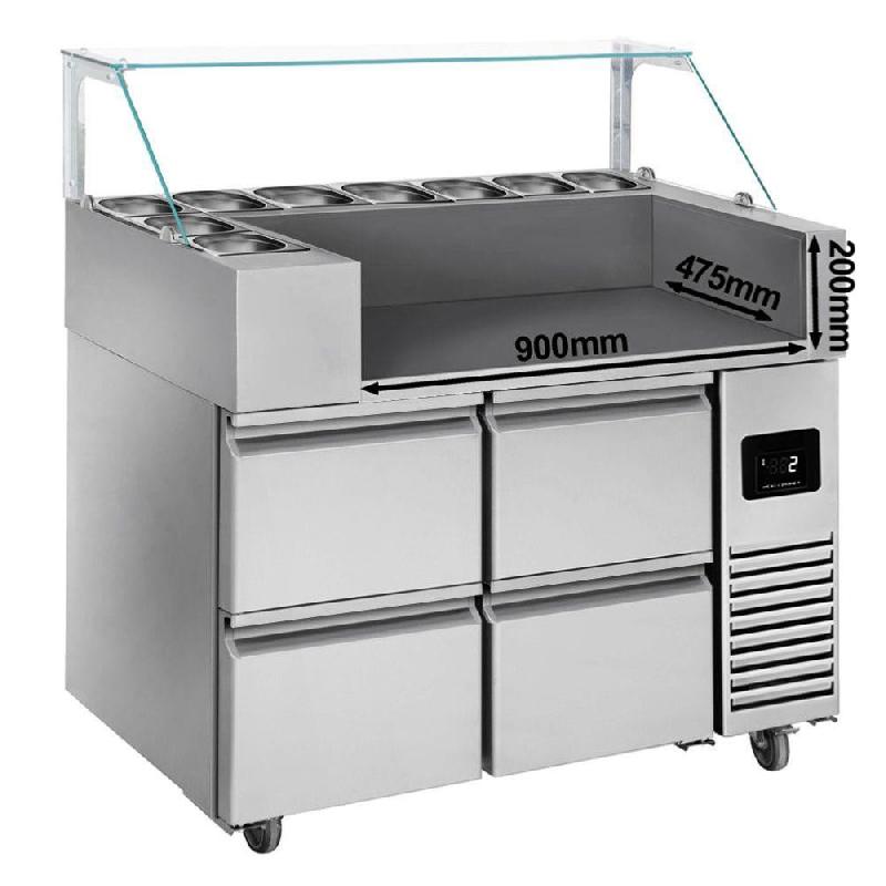 Meuble chariot réfrigéré pour Crêpes, Gaufres, Planchas - 4 tiroirs | QDM_2