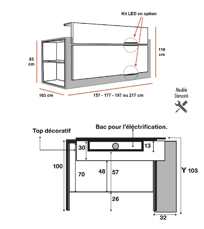 Banque d'accueil avec étagère intégrée Avant - Ofitres - 217, Blanc, Gauche, Oui, Noyer_2
