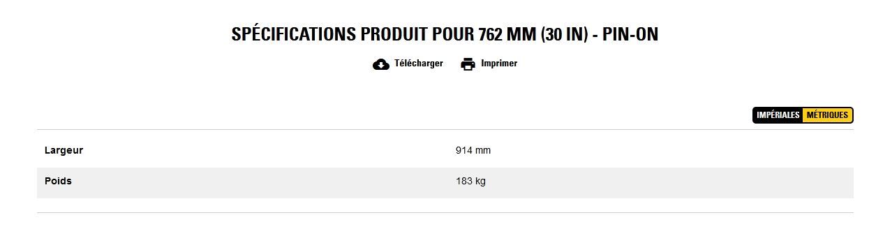 Godet d'excavation extra-robuste - caterpillar finance france - 762 mm (30 in) - pin-on - poids 183 kg_2