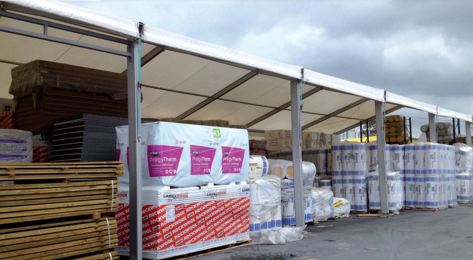 Tente de stockage classique - structure en aluminium anodisé - ancrage au sol par platine - dimensions 25 x 8 x 4 m_2