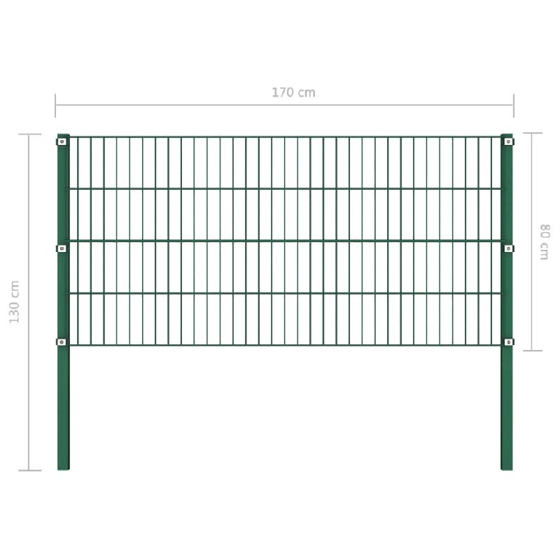 Vidaxl panneau de clôture avec poteaux fer 1,7 x 0,8 m vert 144933_2