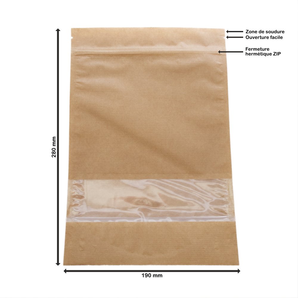 200 poches stand up kraft avec fermeture ZIP - 19×28+4,3 cm - boîte de 200_2