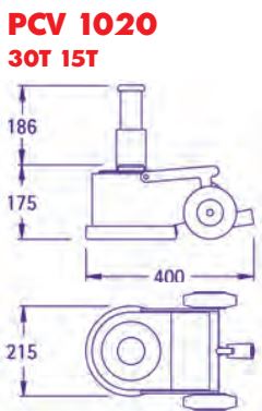 Cric hydropneumatique embarqué/portable, 2 pistons 30t/15t - pasquin -  pcv 1020_2