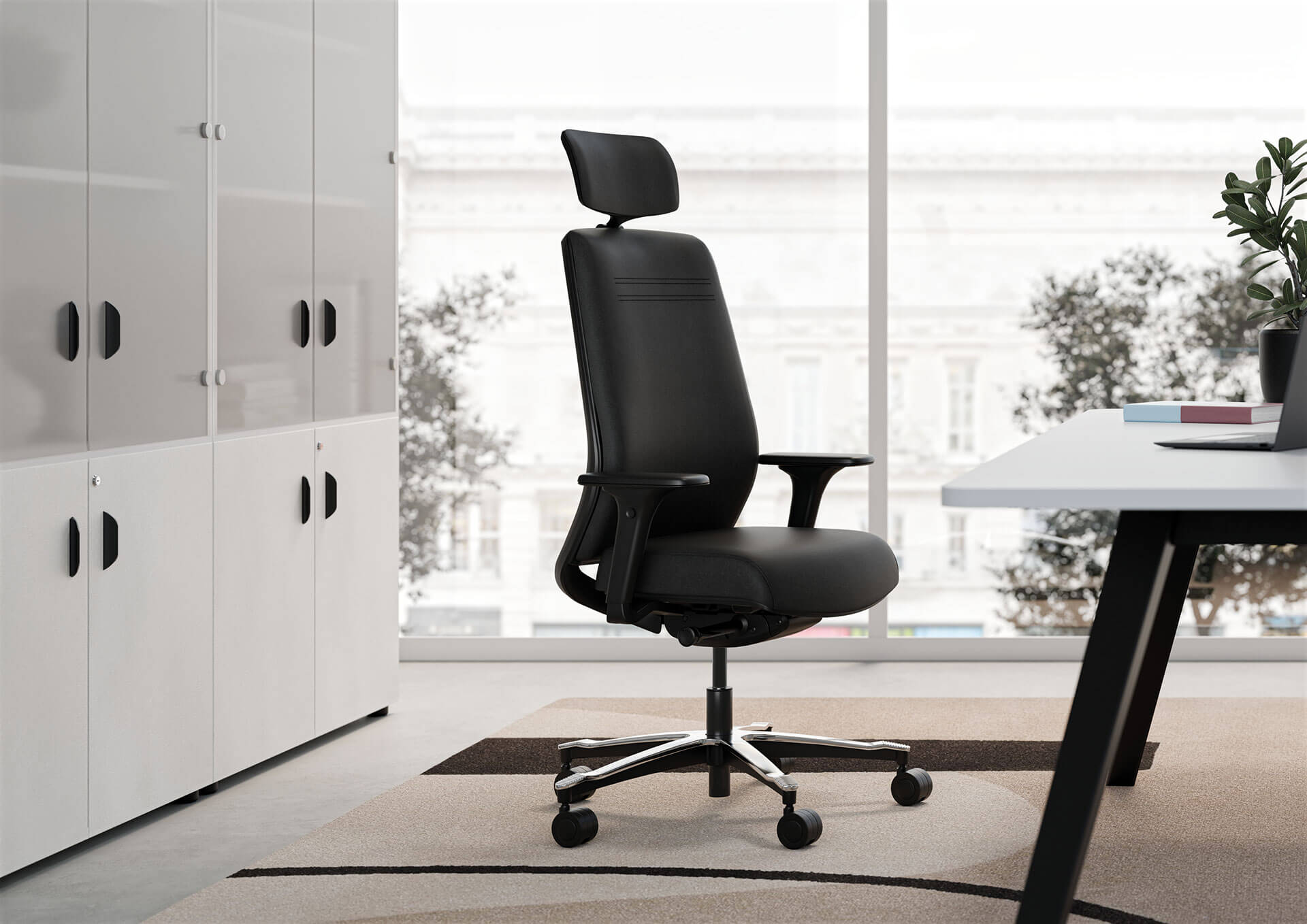 Fauteuil de bureau ergonomique - Haut Munik pour dessinateurs et architectes, avec soutien lombaire 2D et repose-pied réglable_2