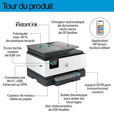 OfficeJet Pro 9122e Sans fil All-in-One Couleur Imprimante, Instant Ink; Impression recto-verso_2