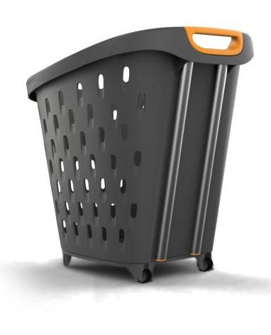 Panier couleur 56 litres à roulettes - Gris platine RAL 7036, Gris basalte RAL 7012, 2_2