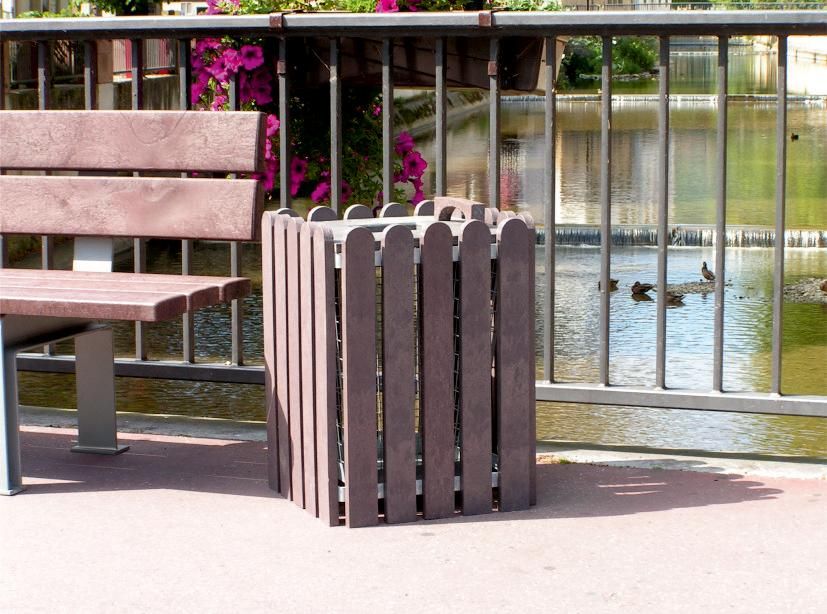 Aq454550 - Poubelle publique carrée 50L - Hahn France - Corbeille Resco en fil zingué_2