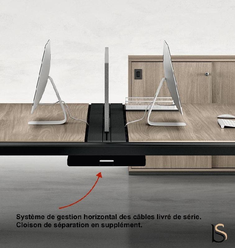 Bureau bench 2 personnes avec retour X5 - Officity. - 140, Blanc, Blanc_2