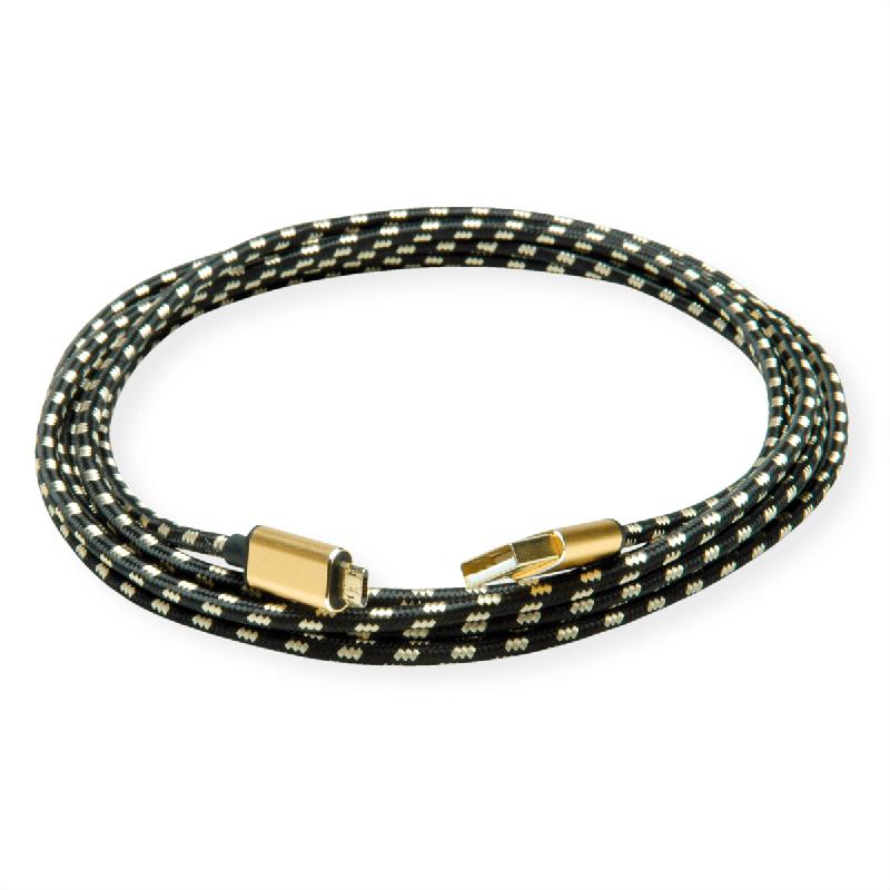 ROLINE GOLD Câble USB 2.0, USB A mâle - Micro USB B mâle réversible, 0,8 m_2