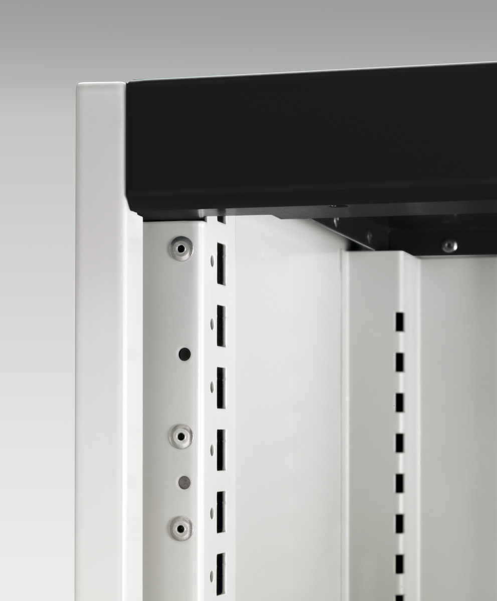 Établi monobloc Cubio avec armoire à 3 tiroirs - 41002010.11V - finition RAL 7035/RAL 5010 - plateau bois multiplis 40 mm_2