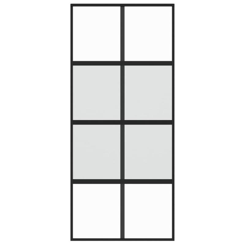 Vidaxl porte coulissante noir 90x205 cm verre trempé aluminium 155223_2