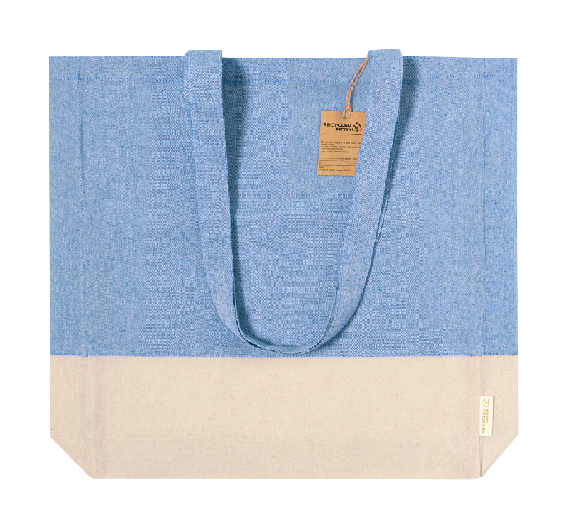 Tote bag en coton recyclé bicolore - avec soufflet et anses longues - 100% coton recyclé 120 g/m²_2