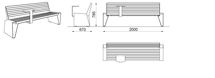 LRA160-10 - Banc connecté MMCité 1 a.S. - Hauteur 785 mm - Structure en acier plié, bois au choix et accessoires innovants_2