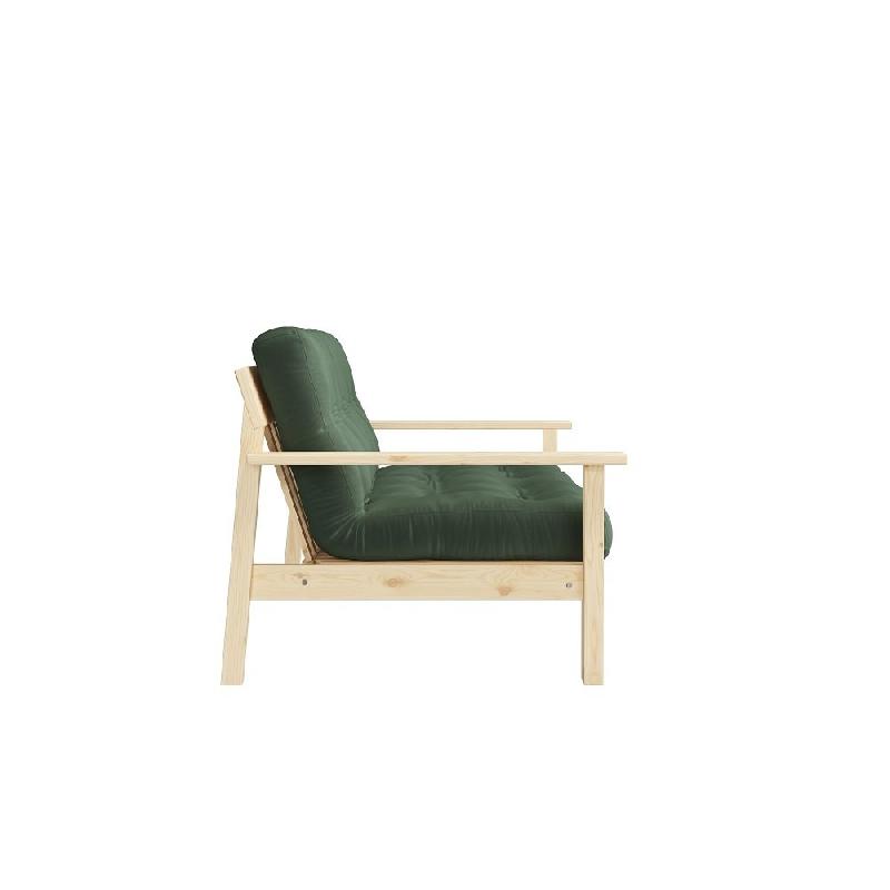 Canapé convertible futon UNWIND - Pin naturel - Coloris vert olive - Couchage 130 x 190 cm_2
