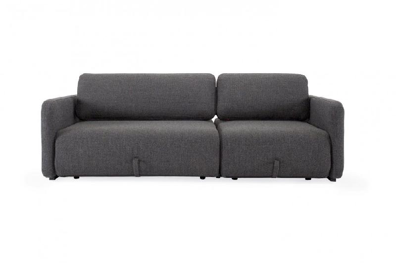 Canapé convertible design Vogan - Innovation Living - tissu Kenya Dark Grey - étagère intégrée et couchage 120x200 cm_2
