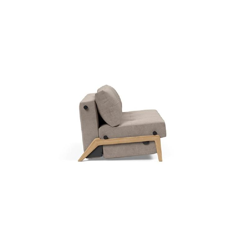 Innovation Living - Canapé design Cubed Wood 02 convertible lit 160x200 cm - Tissu Cordufine Beige_2