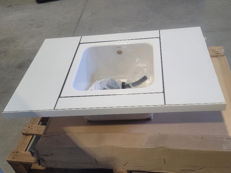 Paillasse de laboratoire en grés avec évier 750 x 900mm + dosseret de 150mm_2