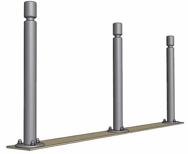 42.11-91 - Potelets fixes sur platine - Hauteur hors-sol 0,90m - Gorge Ø76mm_2