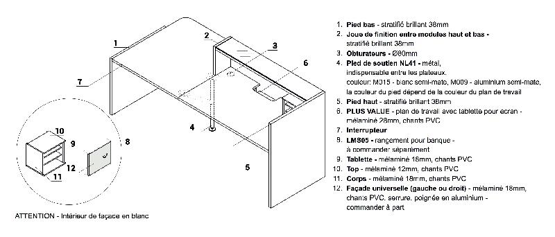 Banque d'accueil lumineuse Valde - MDD - Gris mat_2