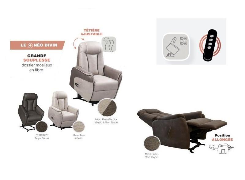 Fauteuil relax releveur NERSAC bi-moteur - microfibre mastic - confort ergonomique avec télécommande_2