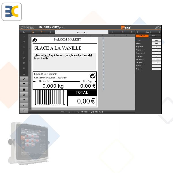 Ensemble complet groupe d'étiquetage tactile BM500ETQ - Double fonction tickets et étiquettes - Écran tactile 15'' - Imprimante thermique 80mm_2