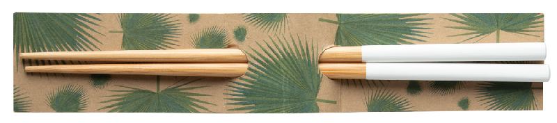 Baguettes en bambou - Set de 2 avec extrémités peintes - Couleur blanc - Poids 16g_2