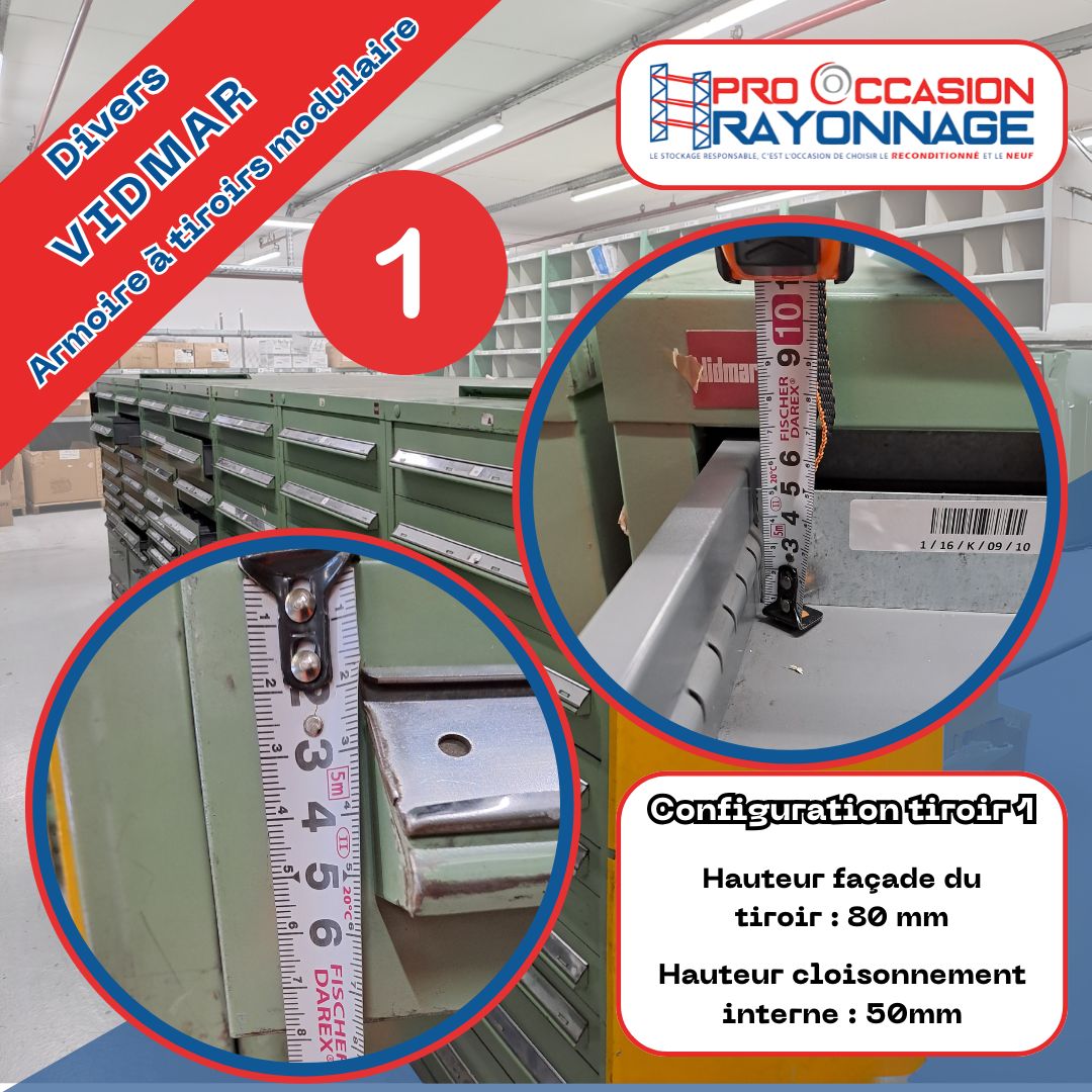 Armoire à tiroirs modulaire VIDMAR - Hauteur 1550mm, Largeur 760mm, Profondeur 750mm_2