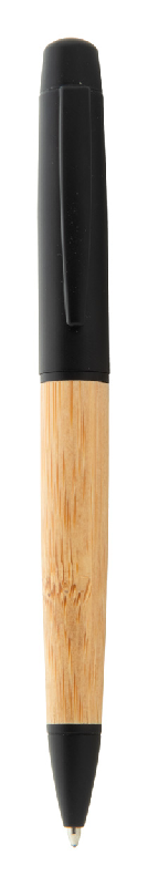 Stylo à bille élégant - métal noir et bambou - encre bleue - livré avec étui en bambou_2