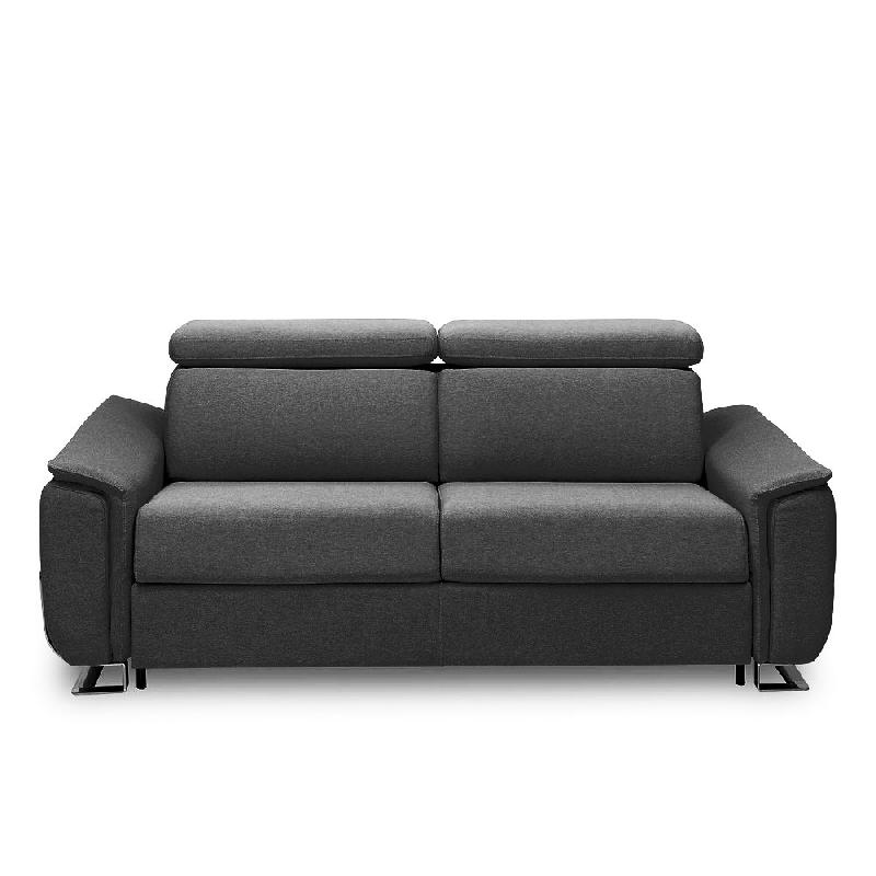 Canapé convertible express Réaumur 140 cm - Matelas 16 cm - Pieds luge acier - Cuir vachette gris graphite_2