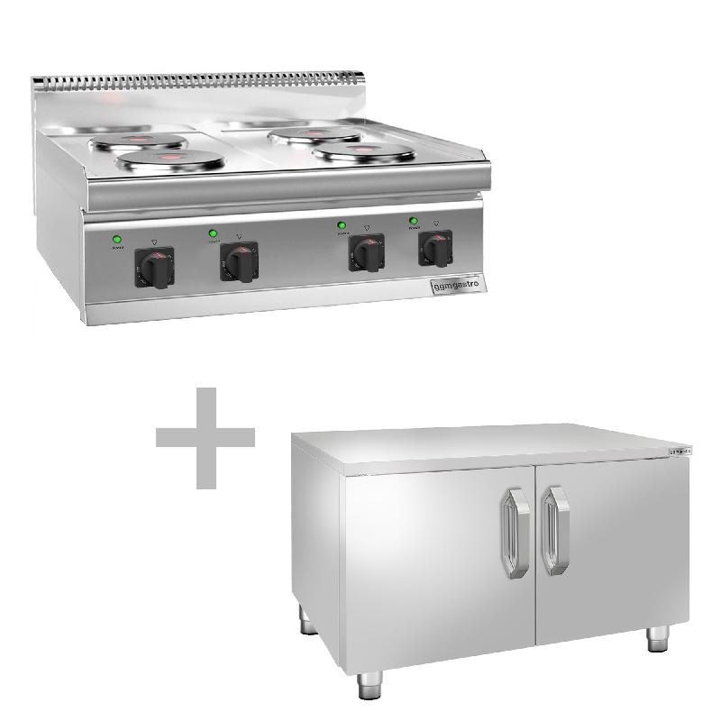 Cuisinière électrique - 9,2 kW - 4 plaques rondes - incl. Soubassement avec 2 portes  - Mario 700 | GGM -EHK800-E-UBK800-E_2