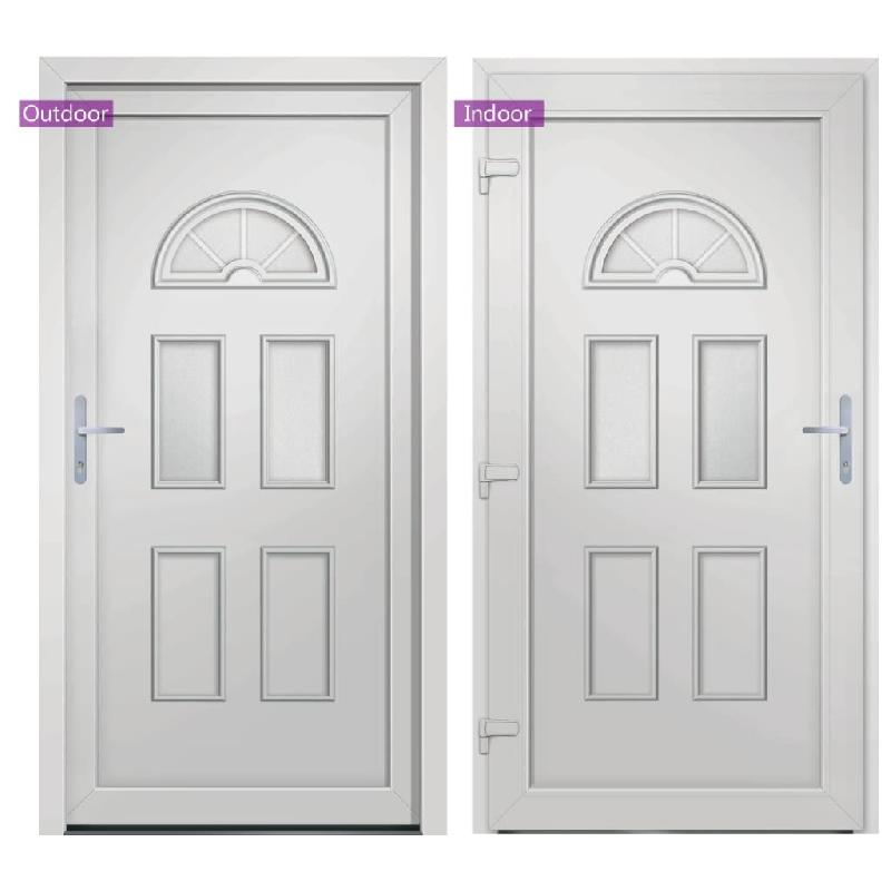 Vidaxl porte d'entrée blanc 88x190 cm pvc 3187909_2