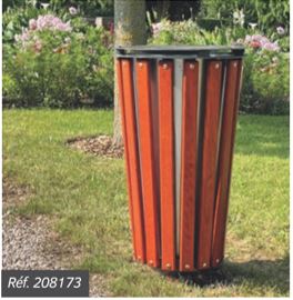 Corbeille élégante LOFOTEN 80 litres - design rare en tôle d'acier ou bois exotique, serrure et options personnalisables_2