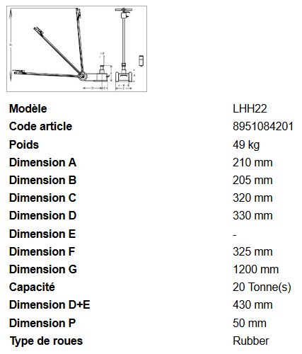 Cric hydro-pneumatique Lhh22 Rodcraft - capacité 20T - compact avec commande de surcharge et valve de sécurité_2