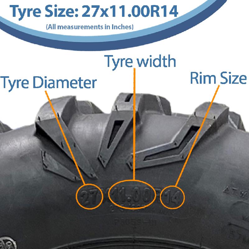 27x11.00R14 (275/60R14) 6ply ATV Tyre P0359 OBOR Cypress 57M Tubeless Road Legal_2