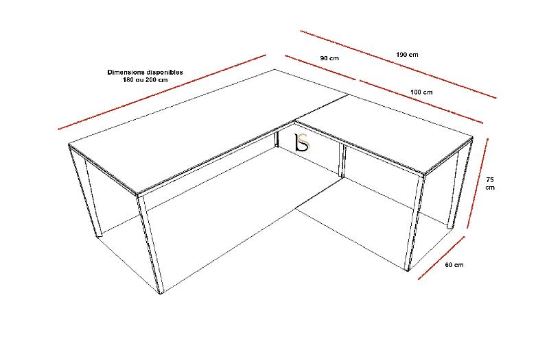 Bureau Manager avec retour X5 - Officity. - 180, Anthracite, Blanc_2