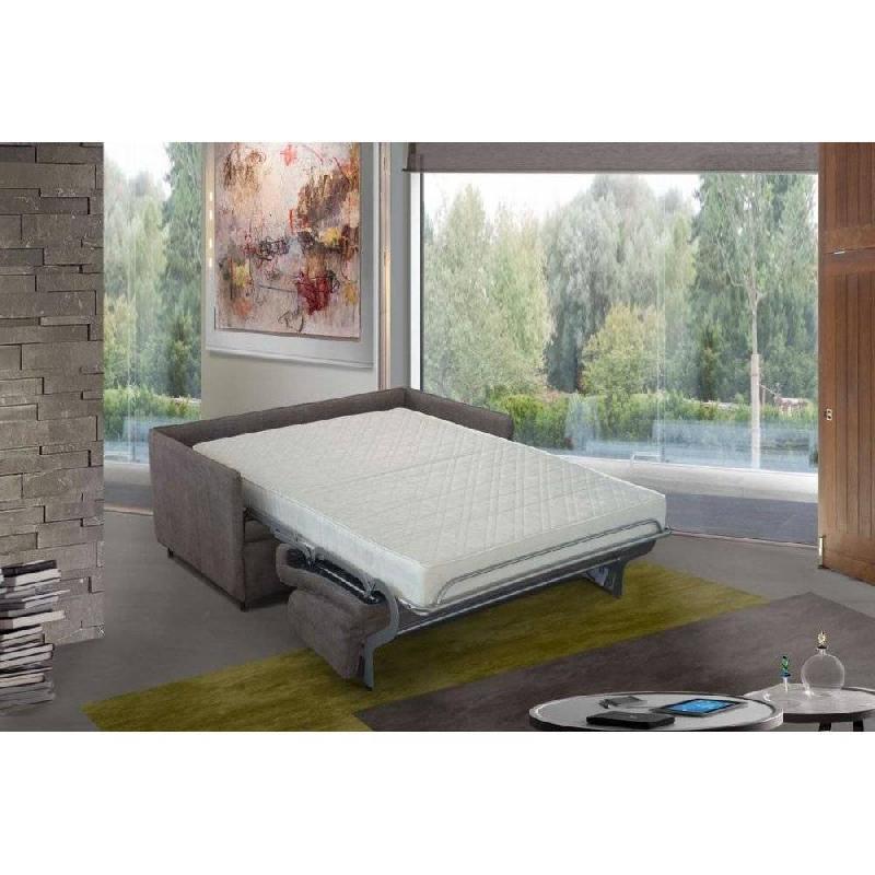 Canapé convertible Margarita - Tissu tweed gris silex - Matelas mémoire 20 cm - Ouverture express - Lattes 160 cm_2