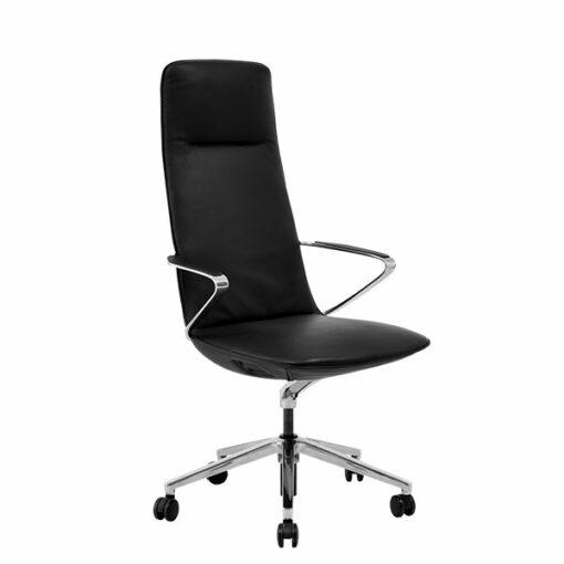 Fauteuil de bureau en cuir ALEC neuf - design harmonieux - blocable 2 positions - aluminium poli - fauteuil président_2